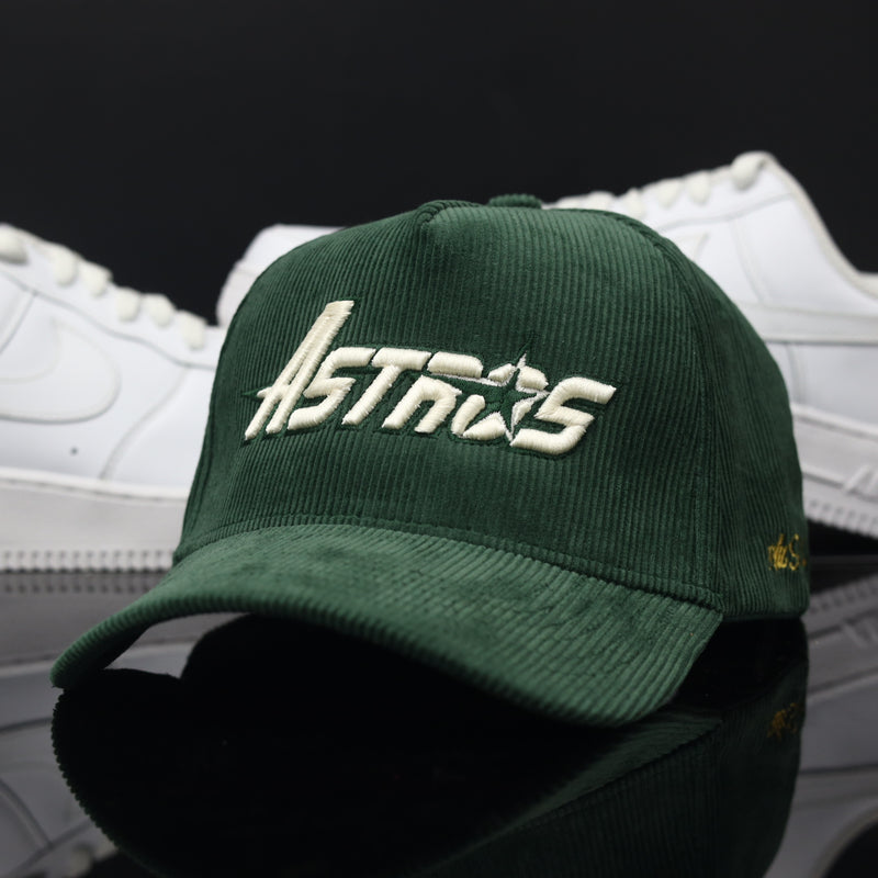 90's Astros Text Snapback Forest Corduroy