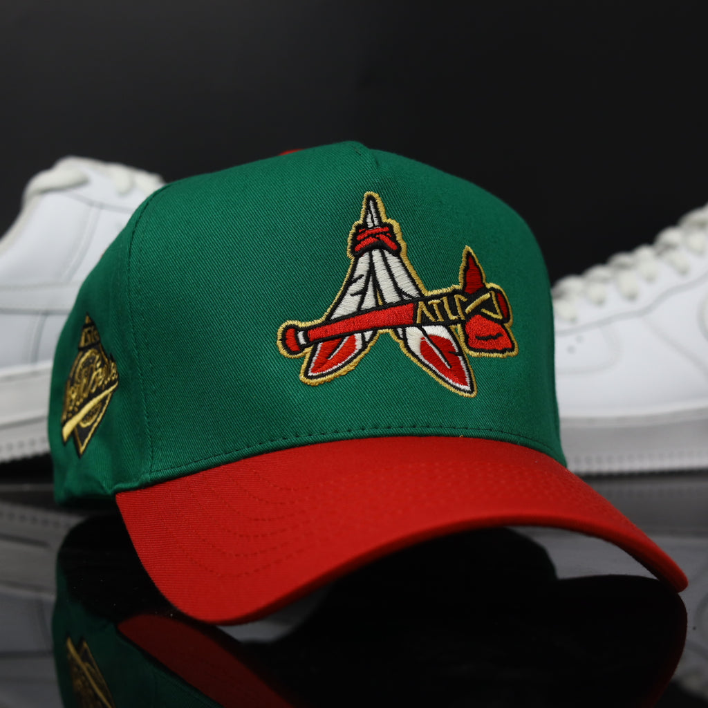 5 Panel ATL Feather Snapback Green Red