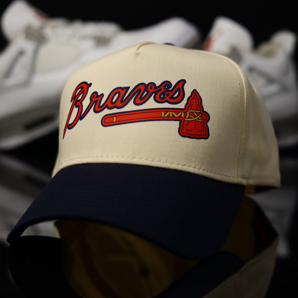 Braves - Cream/Navy Screen Print Snapback